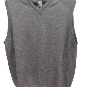 Valda by Toscano 100% Merino Wool V Neck Sweater Vest Gray Size M